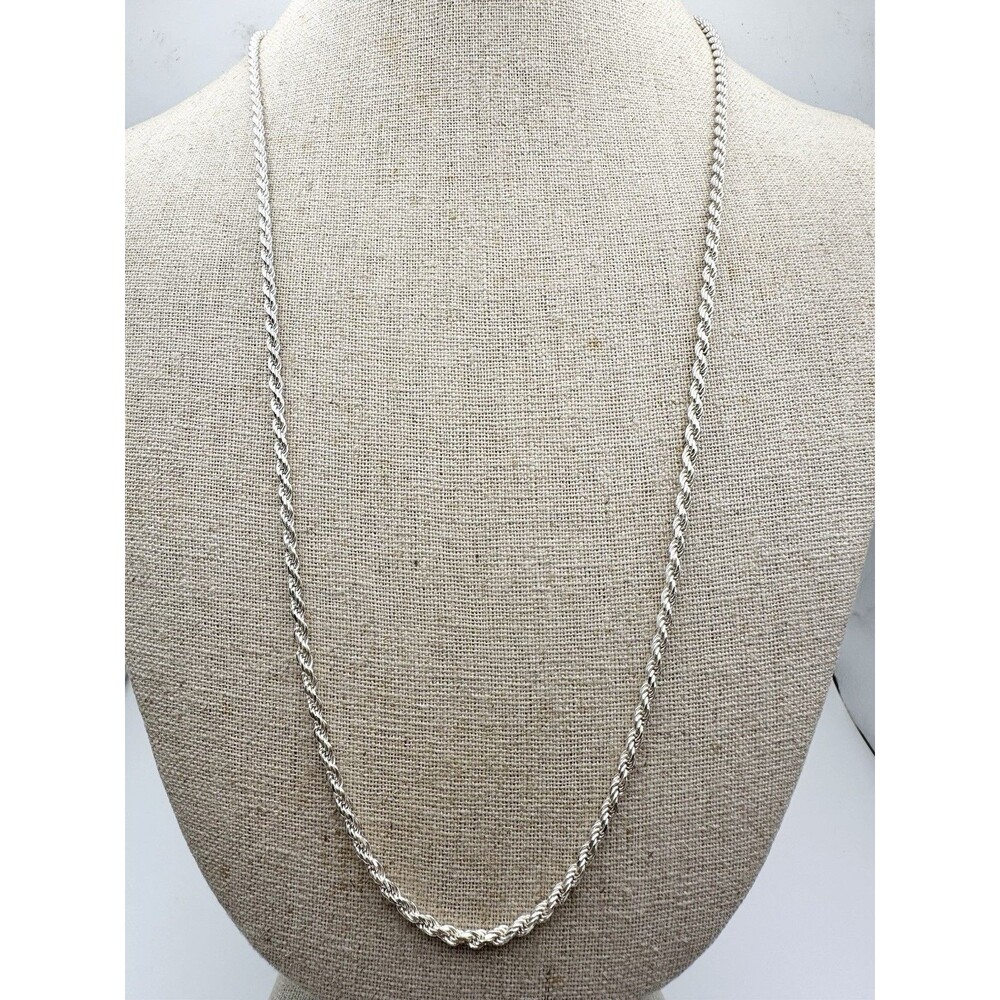 TOC 925 Italy Sterling Silver Twisted Rope Chain Necklace 24” 2.5mm